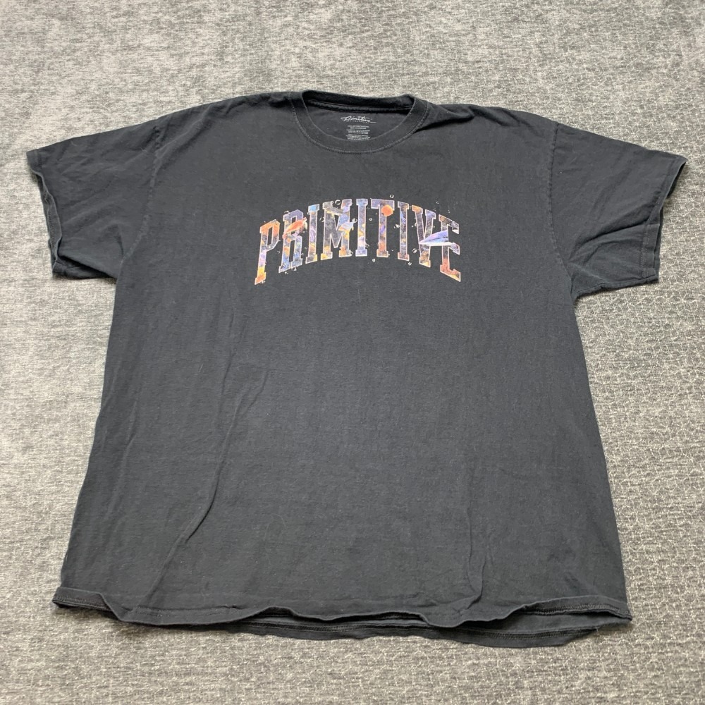 Primitive Apparel T Shirt Mens 2XL Black Cotton Spellout Logo Streetwear Tee
